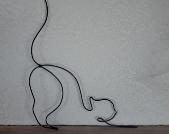 Wire cat, nature, stylized, wall decoration, abstract, animals, cat