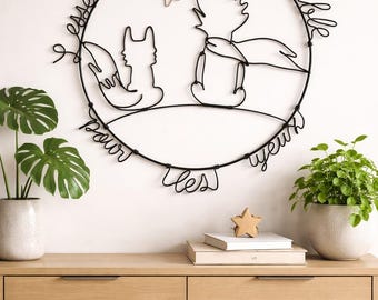 Petit prince en fil de fer, décoration enfant, nature, stylisé, cadeau, décoration intérieure, décoration murale, chambre enfant