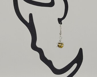 Boucle d oreilles aluminium et perle en agate naturelle