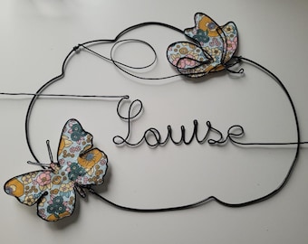 Prénom personnalisable fil aluminium, stylisé,  cadeau, décoration intérieure, décoration murale, chambre enfant