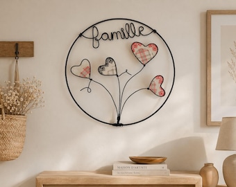 Famille coeur dans un cercle , aluminium, nature, contemporain, décoration murale, décoration intérieure