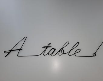 phrase en fil de fer, étiquette de jardin, stylisé, décoration murale, abstrait, lettre