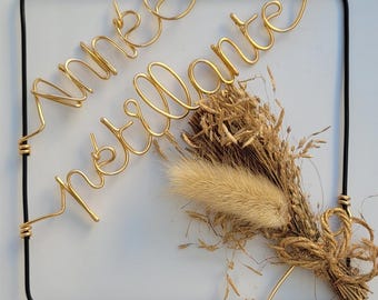 Carte décorative anniversaire, fête , carte de voeux, mariage, en fil alu
