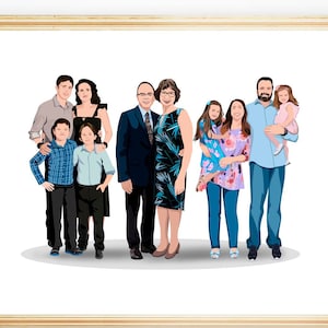 Custom Family Portrait Printable Family Portrait Cartoon Portrait Big Family Portrait Illustration Portrait From Photo