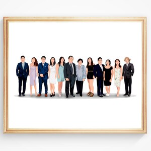 Custom Family Portrait With Children And Grandparents Personalized Extended Family Drawing From Photos Christmas Gift For Parents