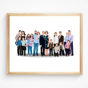 Custom Family Portrait Printable Family Portrait Cartoon Portrait Big Family Portrait Illustration Portrait From Photo