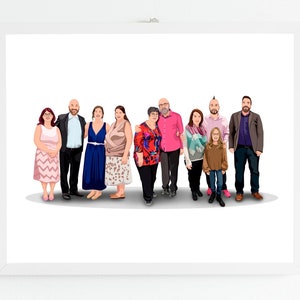 Custom Family Portrait - Printable Family Portrait - Cartoon Portrait - Big Family Portrait Illustration Portrait From Photo