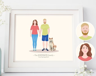 Family illustration Family Drawing Personalized Family Custom Portraits Personalized Digital Portrait From Photo Family Portrait