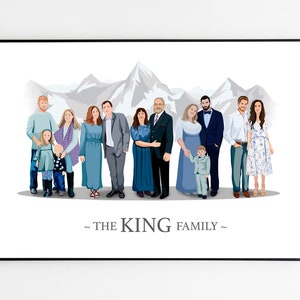 Custom Family Portrait Printable Family Portrait Cartoon Portrait Big Family Christmas Gift For Family Portrait From Photo