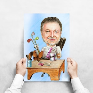 Business Man Birthday Gift To Boss Gift Idea Boss Gift Custom Cartoon Portrait from Photo Boss Funny Portrait Director Gift idea
