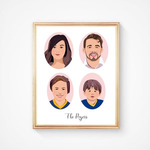 Personalized family drawing Family portrait illustration with pets Gifts for parents or grandparents Unique Gifts family
