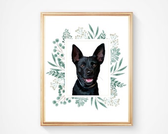 Pet Portrait Custom and Personalized Custom Dog Portrait Dog Memorial Portrait From Photo Peekaboo Memorial Gift Pet Dog Wall Art