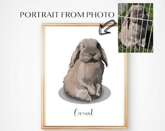 Aangepaste Bunny Portret Digitale Bestand Bunny Portret Konijn Portret Illustratie Afdrukbare Pet Art Aangepaste Bunny Rabbit Design Bunny Loss Gift