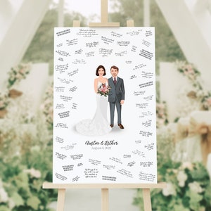 結婚式のゲストブックの代替品 - カスタム結婚式のイラスト、新郎新婦の結婚式のポートレート、ゲストブックのアイデア、ユニークなゲストブック