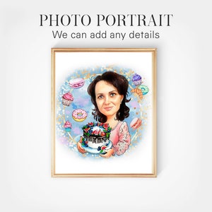 Custom Bakery Portrait - Chef Logo Portrait - Custom Portrait For Your Business Logo, Cooking Cartoon Portrait, Cook Portrait, Food Portrait