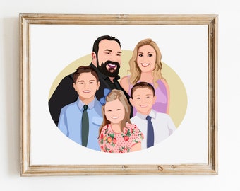 Ilustração de família Desenho de família Retratos personalizados de família personalizados Retrato digital personalizado a partir de foto Retrato de família