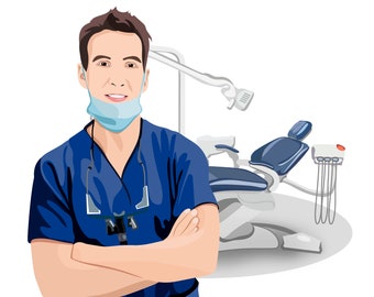 Zahnarzt Geschenk Benutzerdefinierte Cartoon Portrait für Zahnportrait für Hygienist Medizin Student Geschenk Abschluss Geschenk Zahnarzt