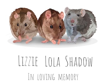 3 CUSTOM RAT Portrait Custom Pet Portrait RAT Memorial Portrait Regal Pet Portrait Rat Propriétaire Cadeau Rat Amant Cadeau