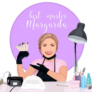 Manicurist Logo Custom Portrait for business logo Manicurist Logo Portrait Manicurist Cartoon Logo Professional Logo Design Pedicure Master