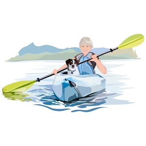 Kayaker Gift - Custom Caricature Portrait From Your Photo - Kayaking Gifts