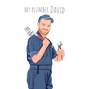 Cadeau de plombier - Portrait de plombier de dessin animé personnalisé - Cadeau de plomberie - Cadeau de retraite d’anniversaire de plombier - Cadeau de plomberie - Cadeaux de plombier