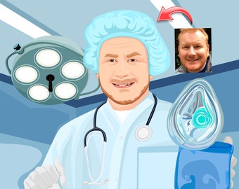 Anesthesiologist Gift - Custom Portrait From Your Photo - crna gift - graduation gift - anesthesia doctor - Anesthesiology nurse