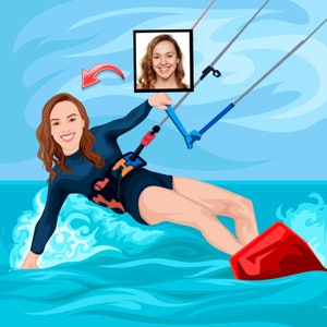 Kitesurfer Gift - Retrato personalizado de la foto - Regalo de kitesurf - Arte de kitesurf - Kite surfer - Kite surf - Kiteboarding