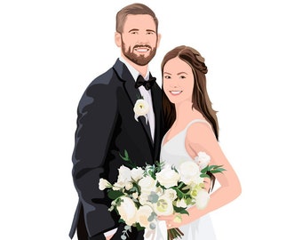 Custom Portrait Illustration Personalized Gift Couple Illustration Couple Digital Portrait Family Drawing Anniversary Gift