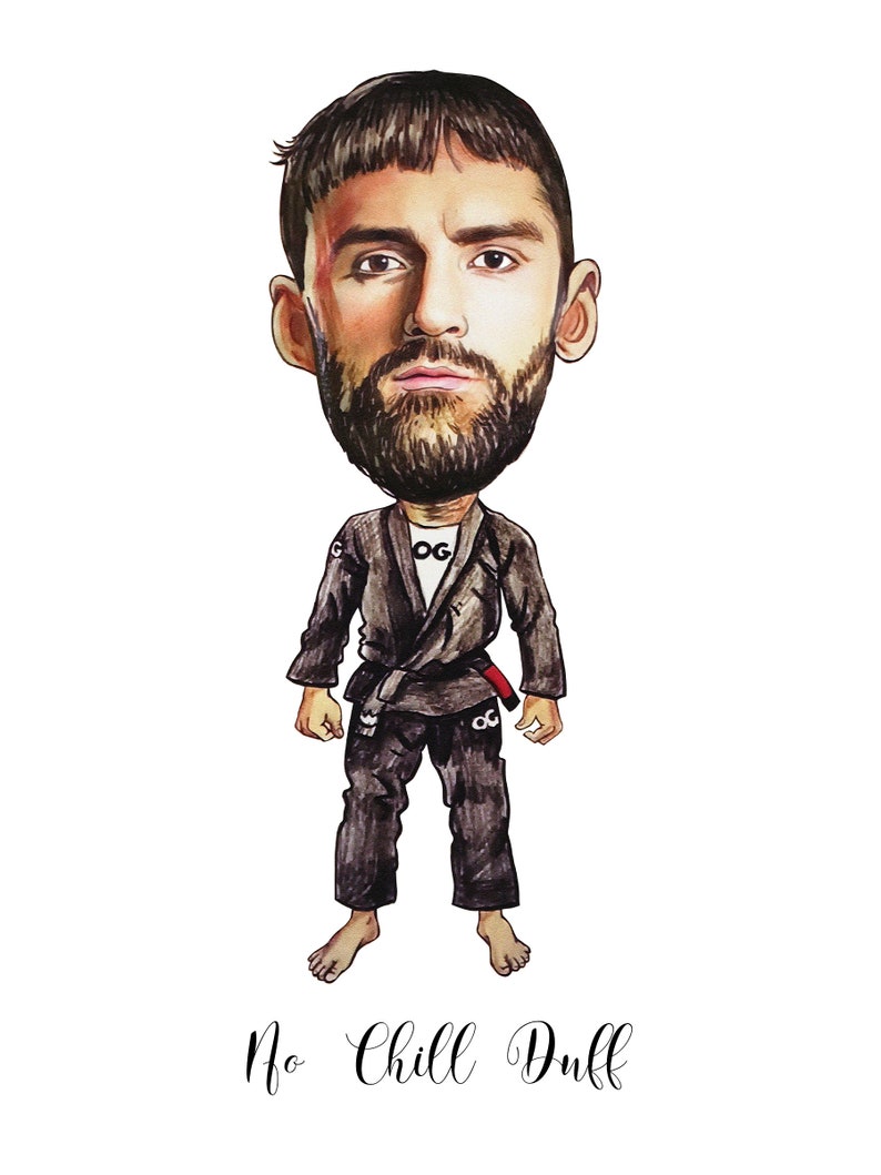 Jiu Jitsu Gift Custom Caricature Portrait From Your Photo bjj gift Jiu Jitsu Portrait image 2