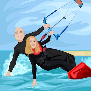 Kitesurfer paar cadeau - aangepast portret van foto - kitesurfen paar cadeau - kitesurfer kunst - kitesurfer - kitesurfen - kiteboarden