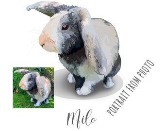 Custom Rabbit Portrait - Custom Bunny Portrait Illustration - Rabbit Portrait - Illustration Bunny Loss