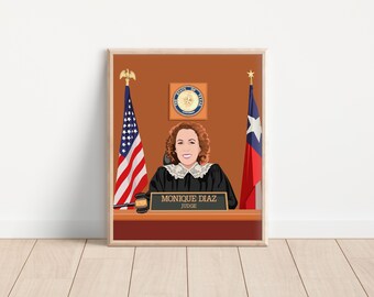 Regalo de juez - Retrato de juez en caricatura - Regalo de cumpleaños de juez - Decoración de oficina de juez - Regalos divertidos de juez para ella - Regalos personalizados para jueces
