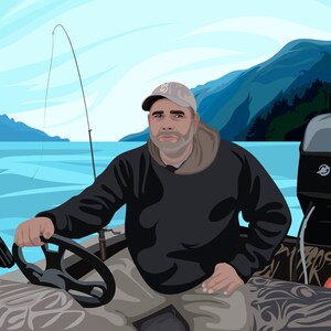 Fisherman Gift Idea - Fisherman Gift - Funny Fishing Gifts For Men - Fisherman Art - Custom Cartoon Portrait from Photo - Angler Gift Idea