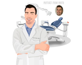 Personalisiertes Cartoon Portrait - Portrait für Zahnarzt - Portrait für Hygienist - Medizinstudent Geschenk Abitur Geschenk Zahnarzt
