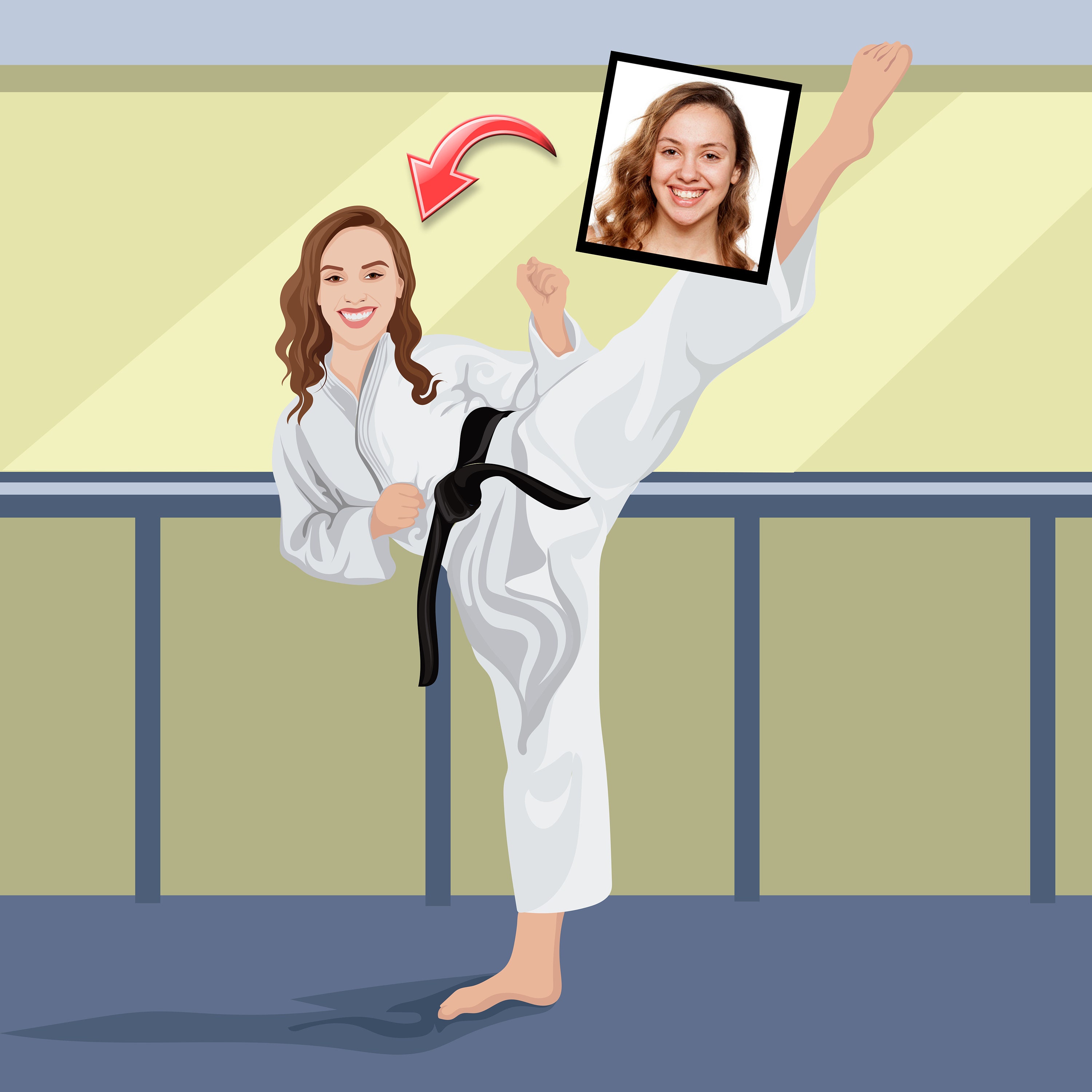 Karate Gift Custom Caricature From Photo Karate Practitioner Karate Girl  Karateka Karate Coach 