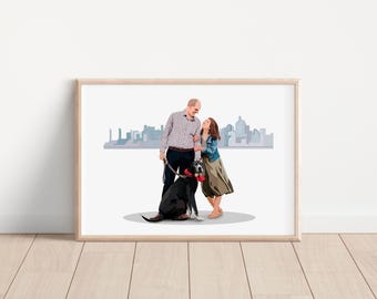 Custom Family Portrait - Illustration Family Gift - Personalized Family Portrait - Family Gift Ideas - Mothers Day Gift