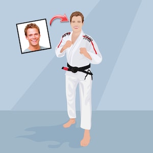 Jiu Jitsu Gift - Custom Caricature Portrait From Your Photo - bjj gift Jiu Jitsu Portrait