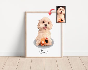 AANGEPASTE HONDENPORTRET Pet Commission Custom hondenportret muurkunst aangepaste hond foto aangepaste muur kunst huisdier verlies cadeau