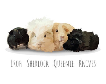 GUINEA PIG Portrait Personalized Portrait Guinea Pig Memorial Portrait Regal Pet Portrait Gift Guinea Pig Portrait From Photo