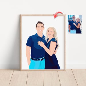 Paar Illustration Familienzeichnung Personalisiertes individuelles Familienporträt Personalisiertes Geschenk Paar Porträt Porträt vom Foto