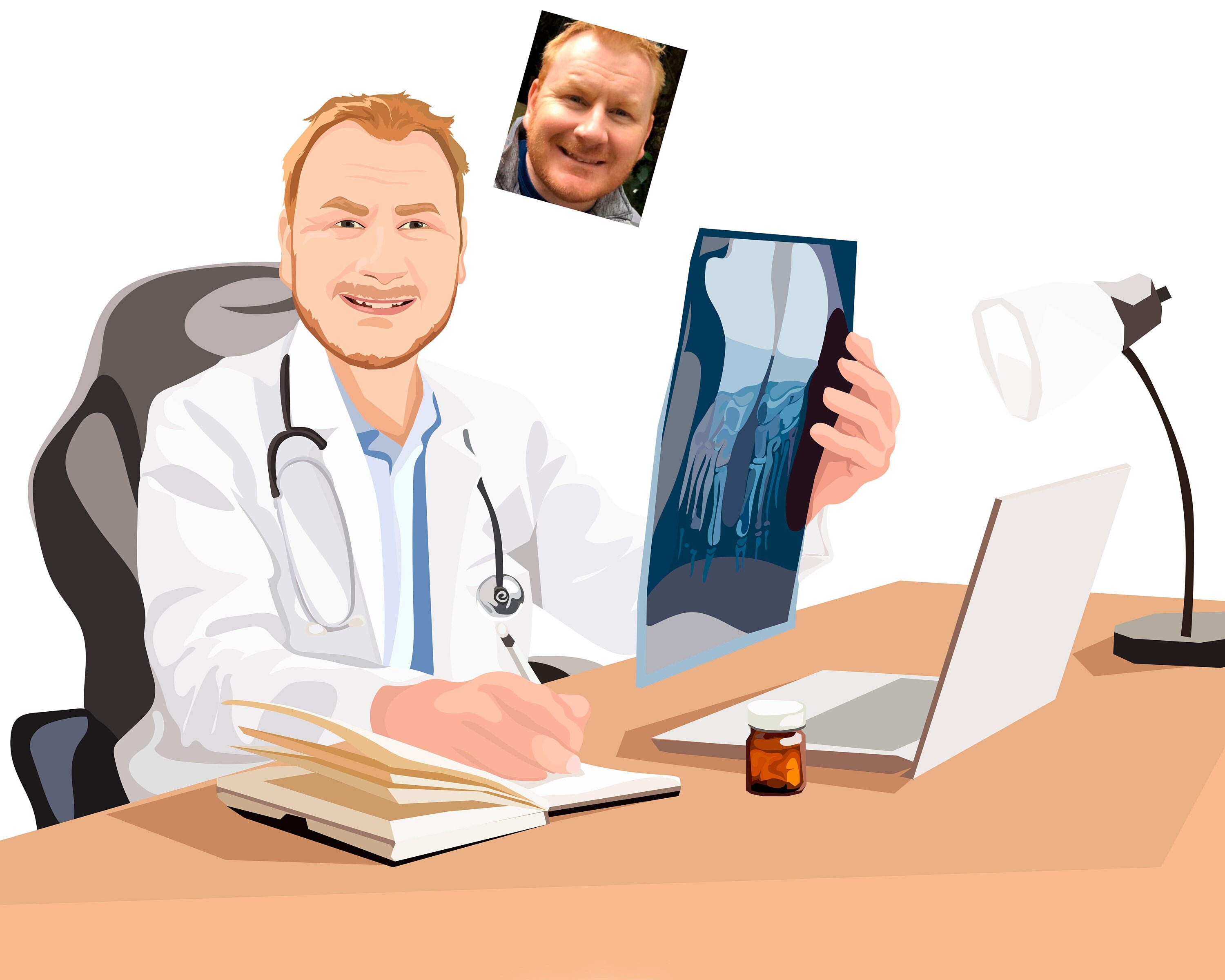 Orthopedist Gift Chiropractor Gift Custom Cartoon Caricature Portrait Custom Portrait For Orthopedist Anniversary Portrait From Photo