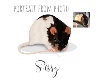 RÅTTPORTRÄTT - Anpassat husdjursporträtt - Råttälskare - Råttägare - Råttans år - Råttans hamster