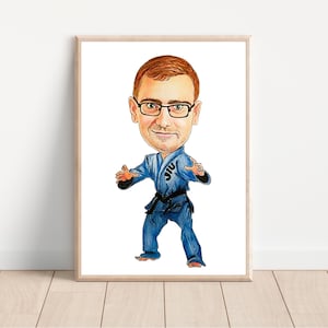Jiu Jitsu Gift - Custom Caricature Portrait From Your Photo - bjj gift Jiu Jitsu Portrait