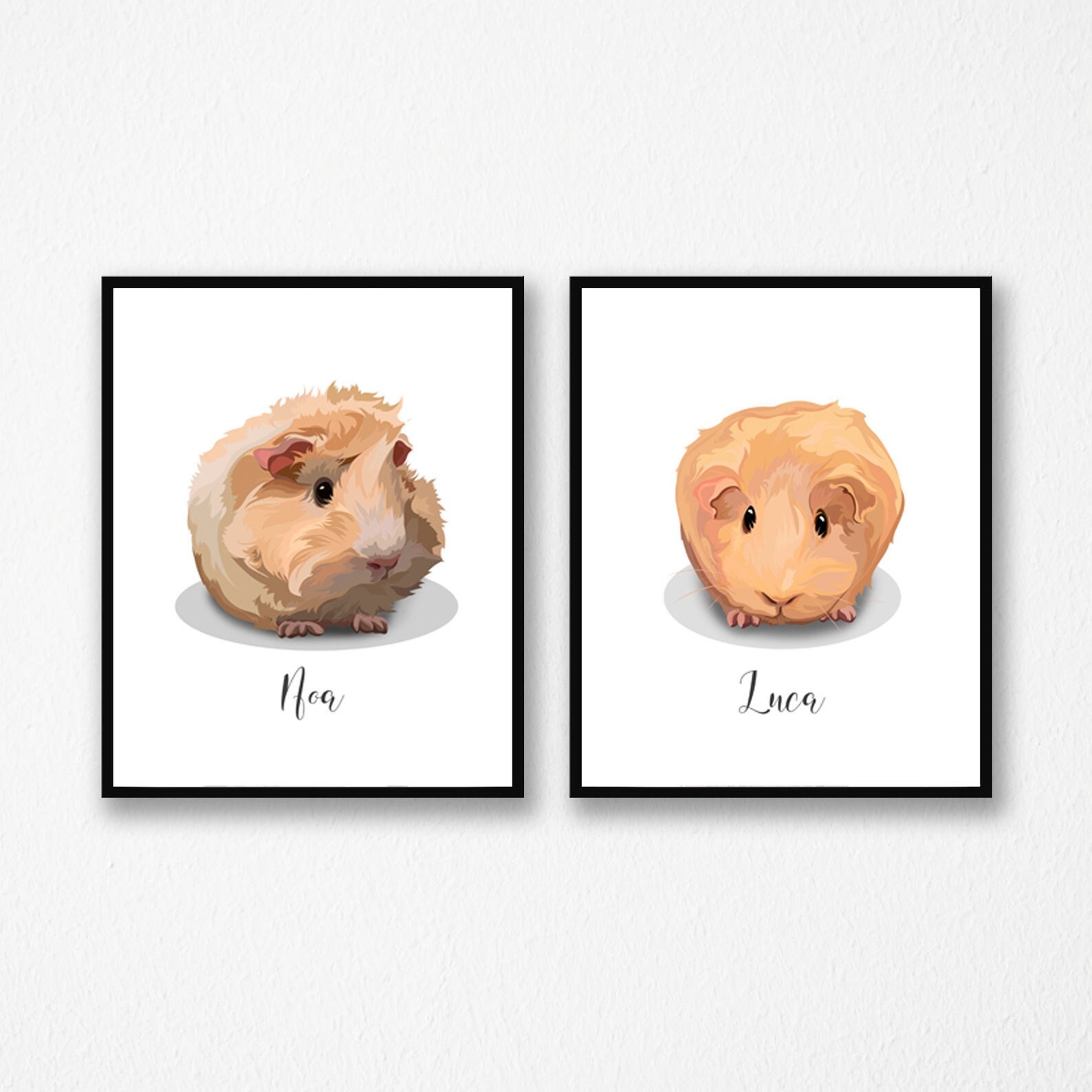 Personalized Set Of 2 Prints Hamster Portrait Hamster Portrait Illustration Digital Pet Portrait Hamster Gift Pet Memorial Animal Lover