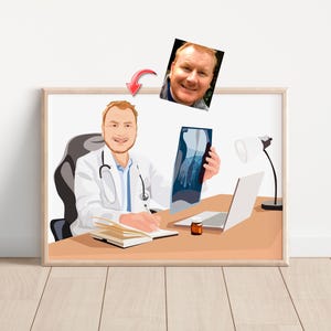 Orthopedist Gift Chiropractor Gift Custom Cartoon Caricature Portrait Custom Portrait For Orthopedist Anniversary Portrait From Photo
