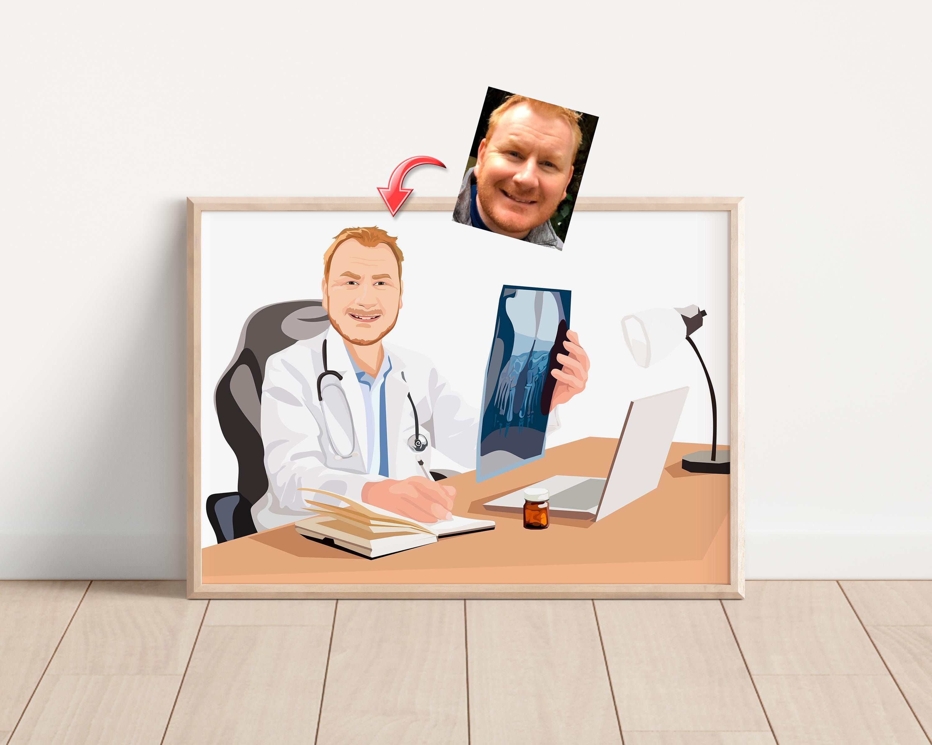 Orthopedist Gift Chiropractor Gift Custom Cartoon Caricature Portrait Custom Portrait For Orthopedist Anniversary Portrait From Photo