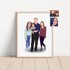 Fathers Day - Custom Portrait - Personalized Father Gift From Daughter Son - Father Birthday - Family Portrait - Personalized Gift for Dad