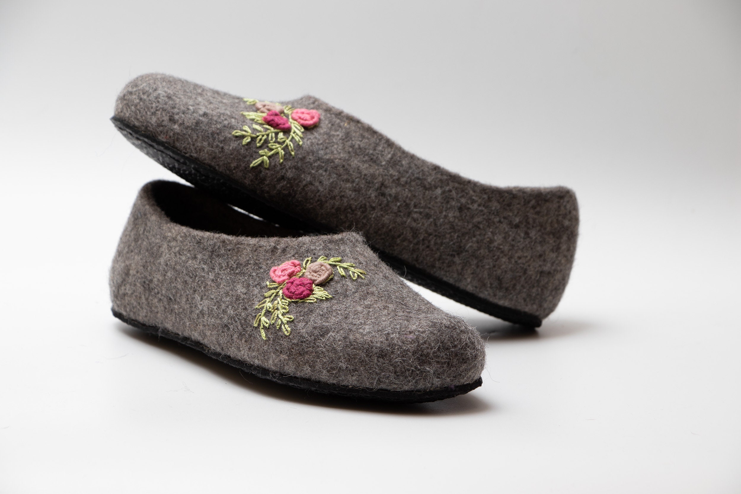 Boiled wool eco shoes for women Gray warm wool slipper Etsy