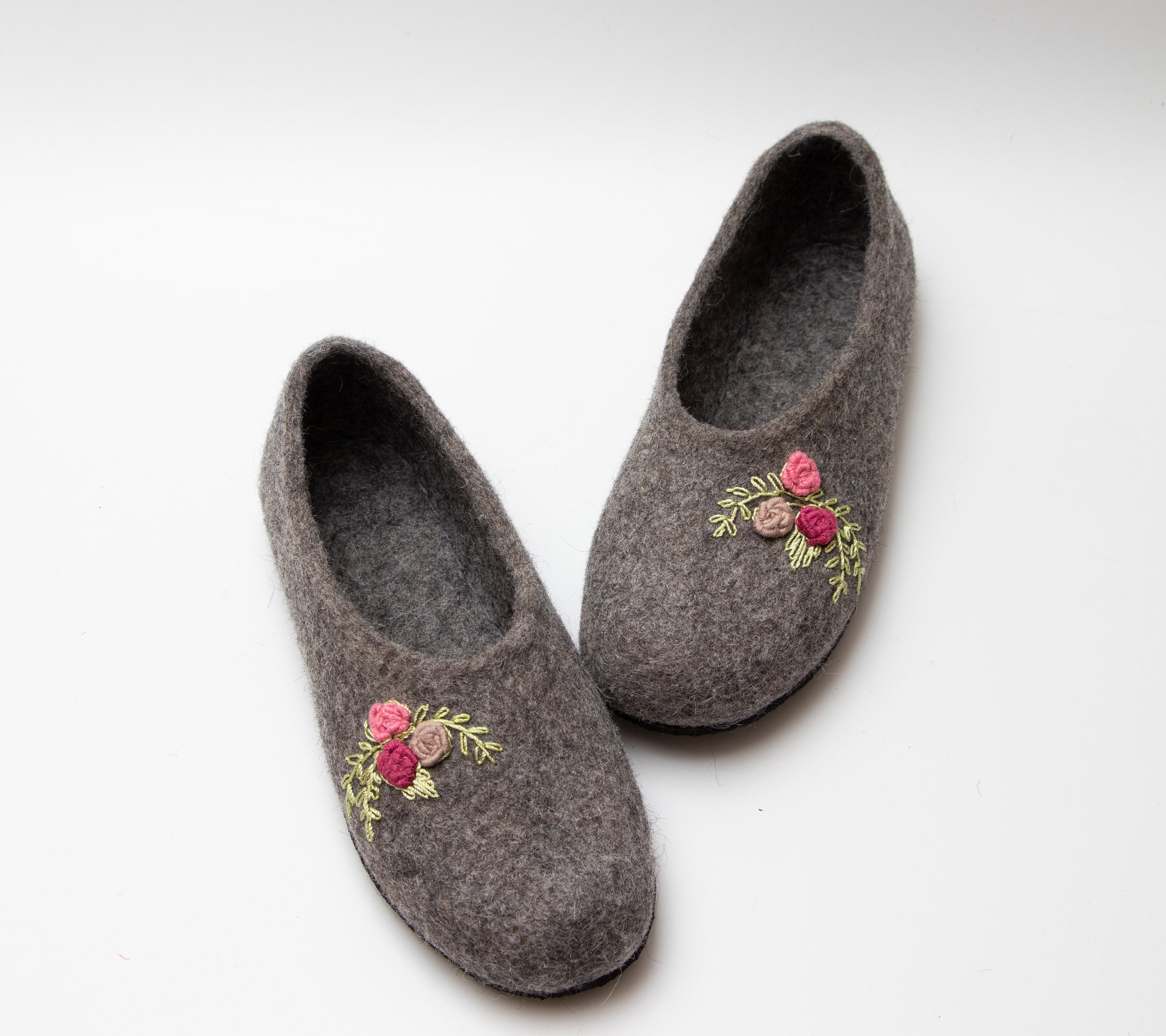 Boiled wool eco shoes for women Gray warm wool slipper Etsy