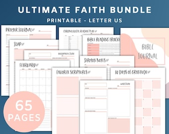 Printable Faith Journal Bundle, Bible Study, Prayer, Gratitude (PDF)
